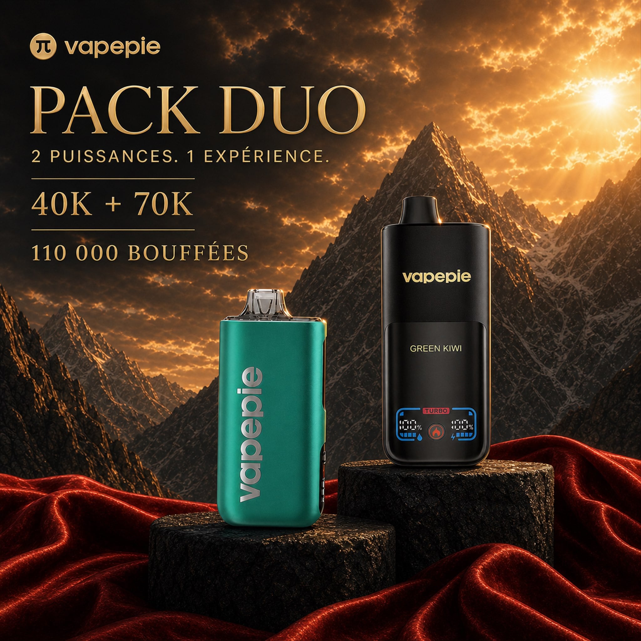 [🔥 Aujourd'hui seulement 🏷️ Pack Meilleur Prix 40 000 + 70 000 Puffs] Jusqu’à 110 000 bouffées au total