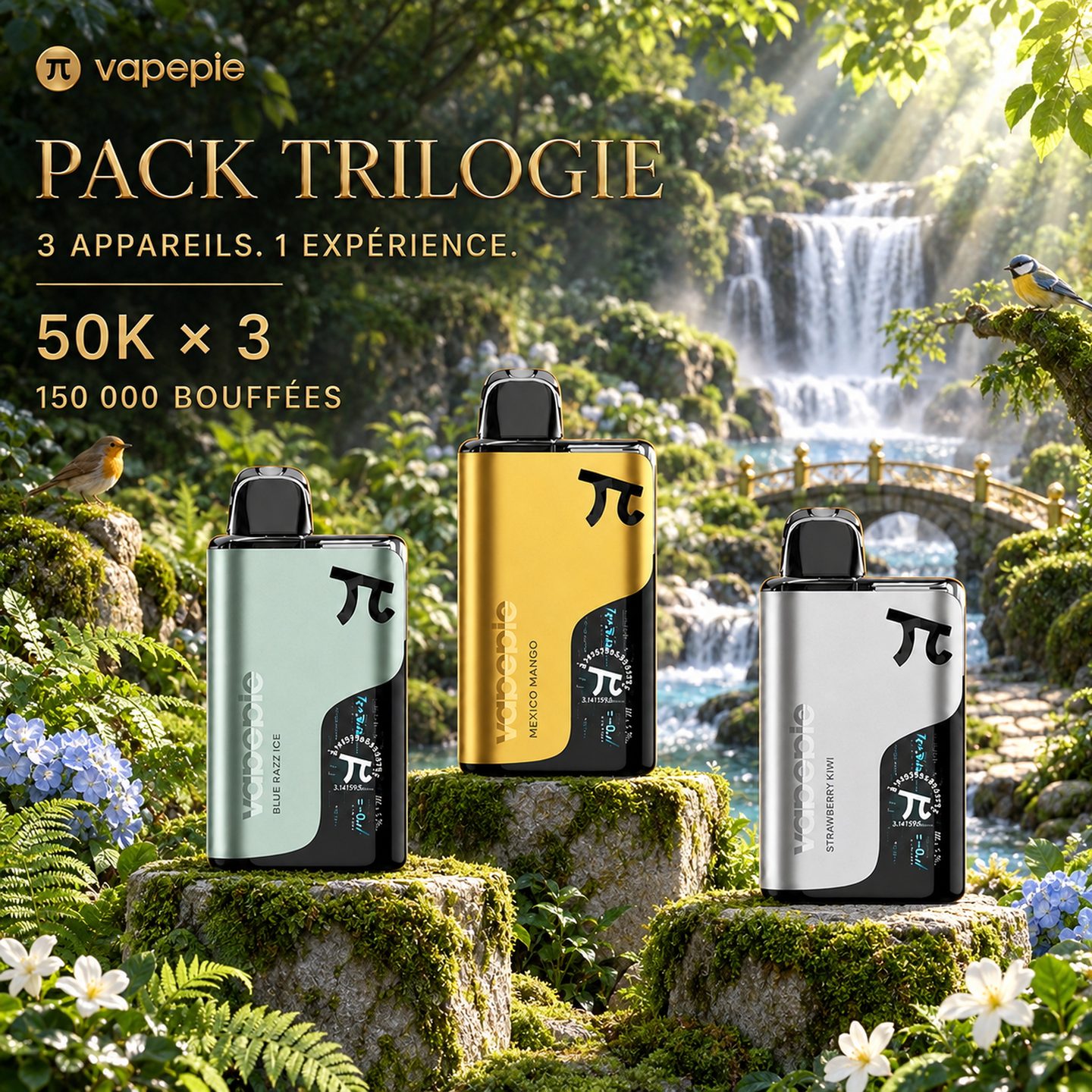 Pack économique Vapepie – Lot de 3, 50 000 bouffées par appareil | Expédition rapide depuis notre entrepôt local