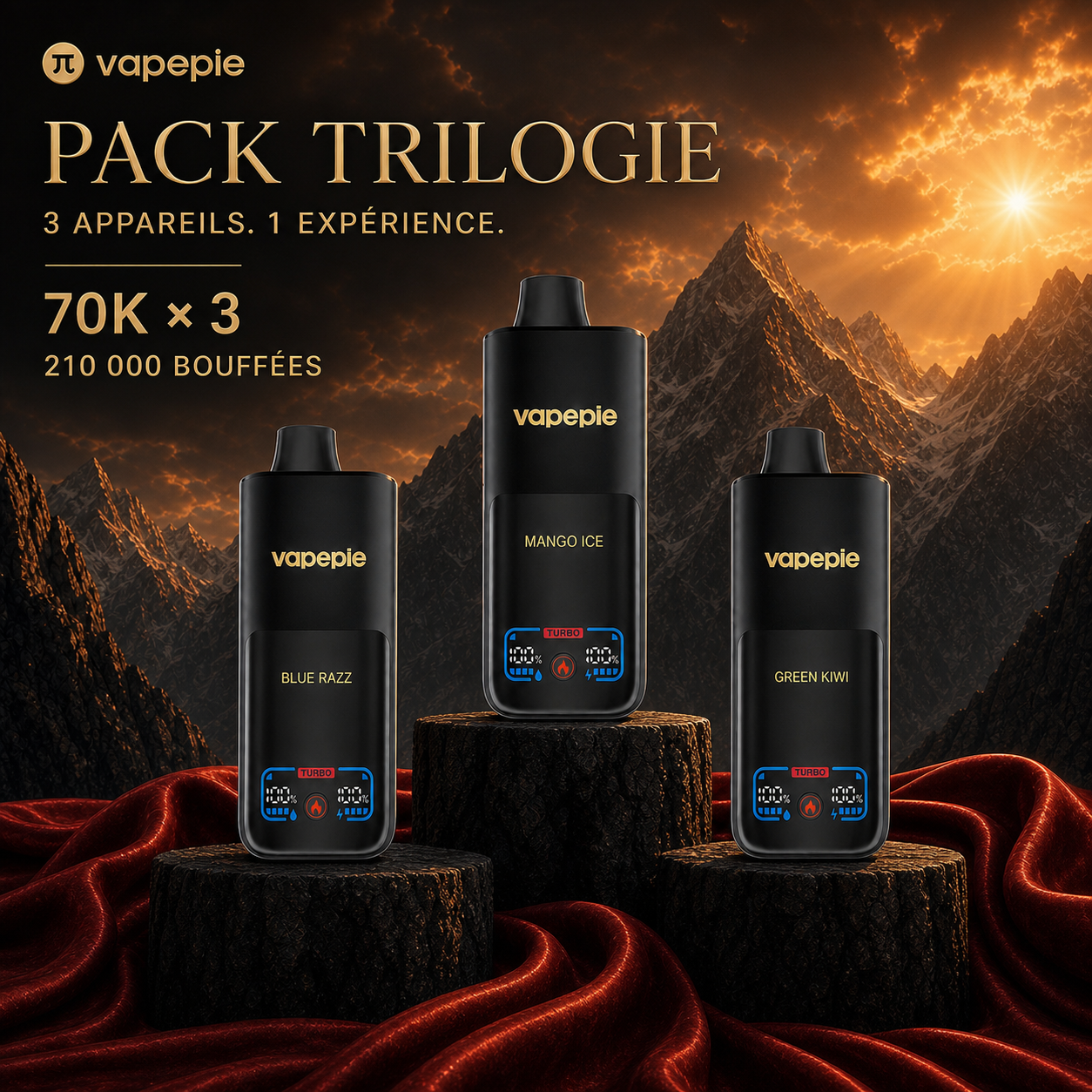 [Pack économique de 3 – 70 000 bouffées par appareil] Jusqu’à 210 000 bouffées au total