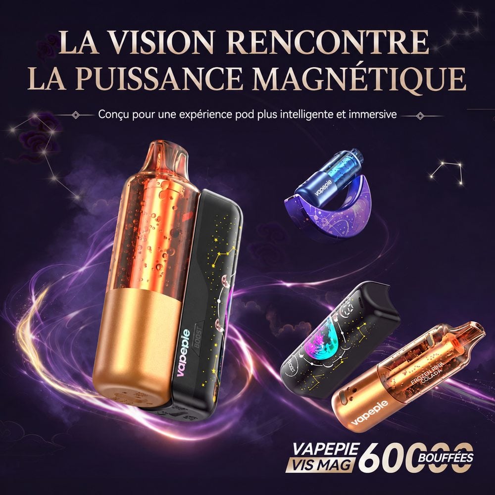 🔥Vapepie VIS MAG 60 000 bouffées – Pod remplaçable （Teneur en nicotine : 3 %）
