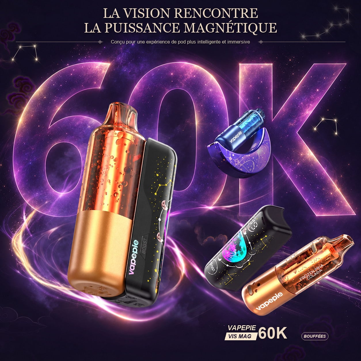 🔥Vapepie VIS MAG 60 000 bouffées – Pod remplaçable （Teneur en nicotine : 3 %）