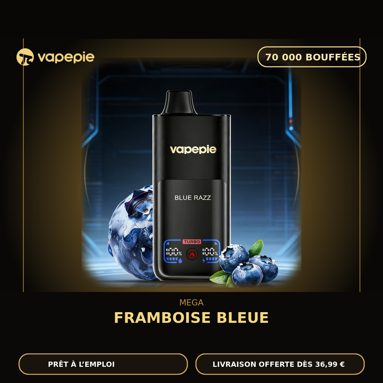 👍VAPEPIE Mega 70 000 bouffées | Plusieurs saveurs