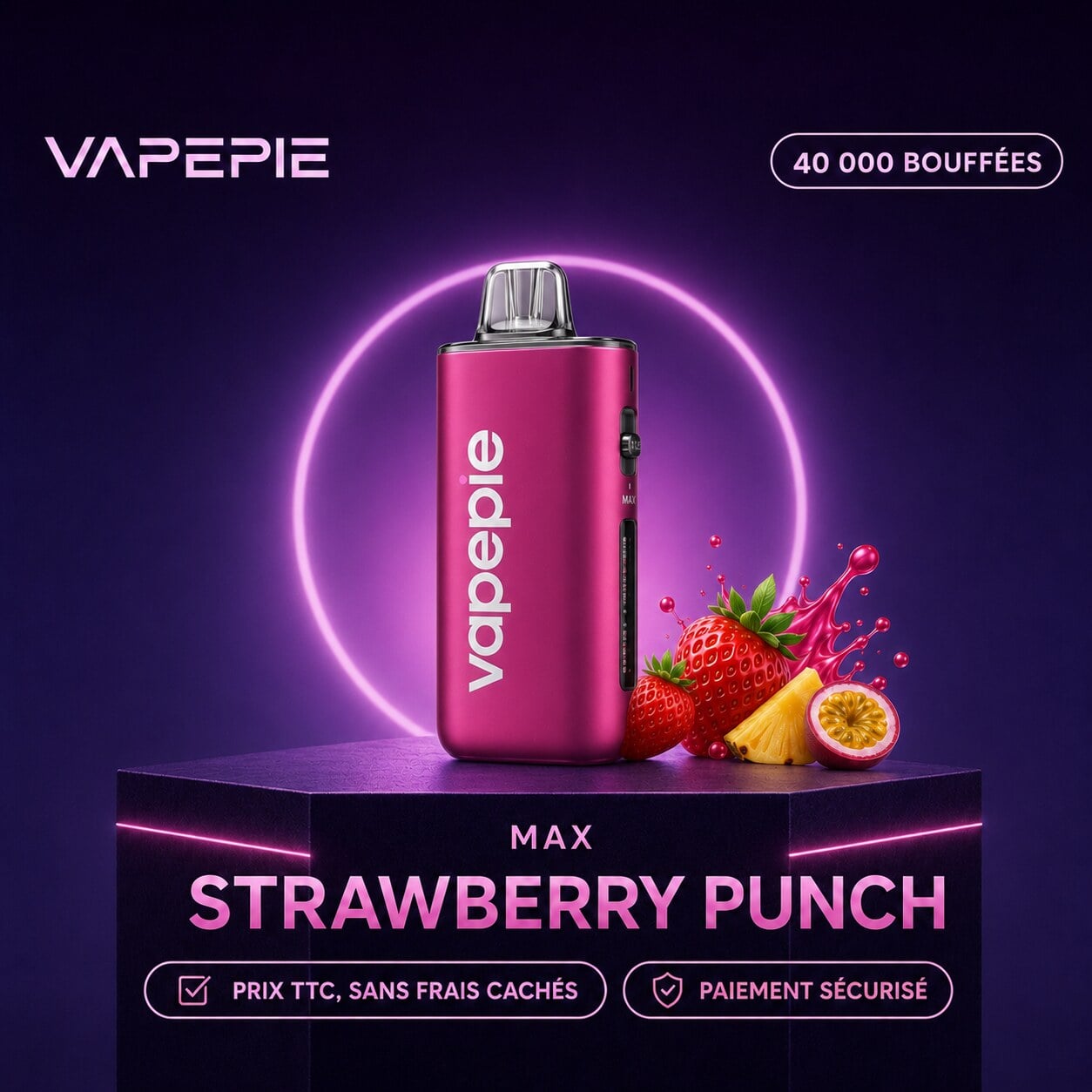 🔥VAPEPIE Max 40 000 bouffées | Plusieurs saveurs