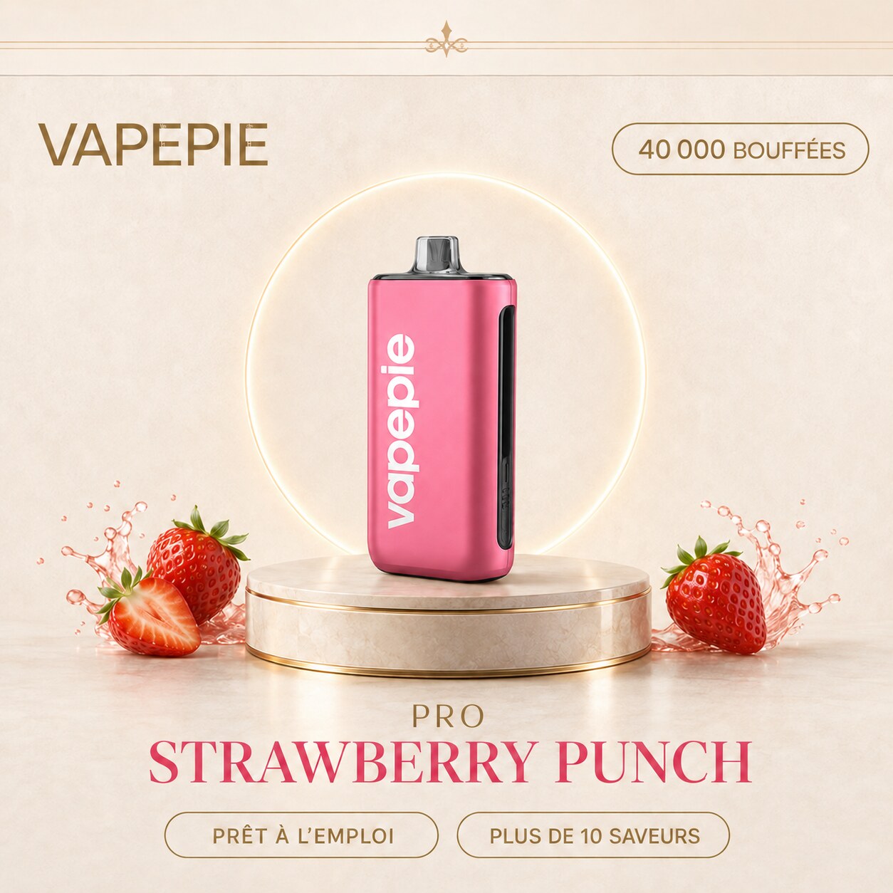 VAPEPIE Pro 40 000 bouffées – Cigarette électronique jetable rechargeable, disponible en plusieurs saveurs