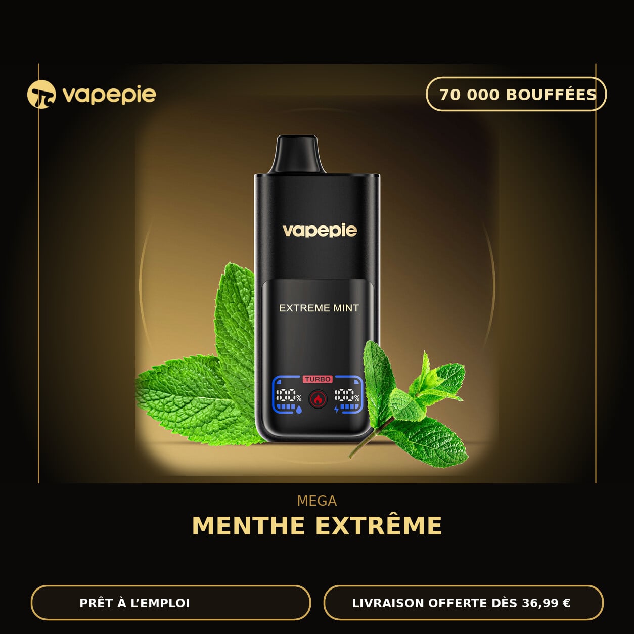 👍VAPEPIE Mega 70 000 bouffées | Plusieurs saveurs