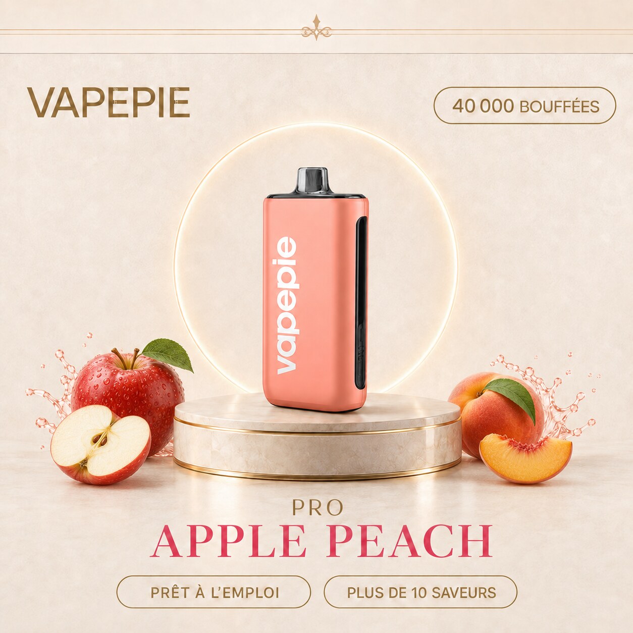 VAPEPIE Pro 40 000 bouffées – Cigarette électronique jetable rechargeable, disponible en plusieurs saveurs