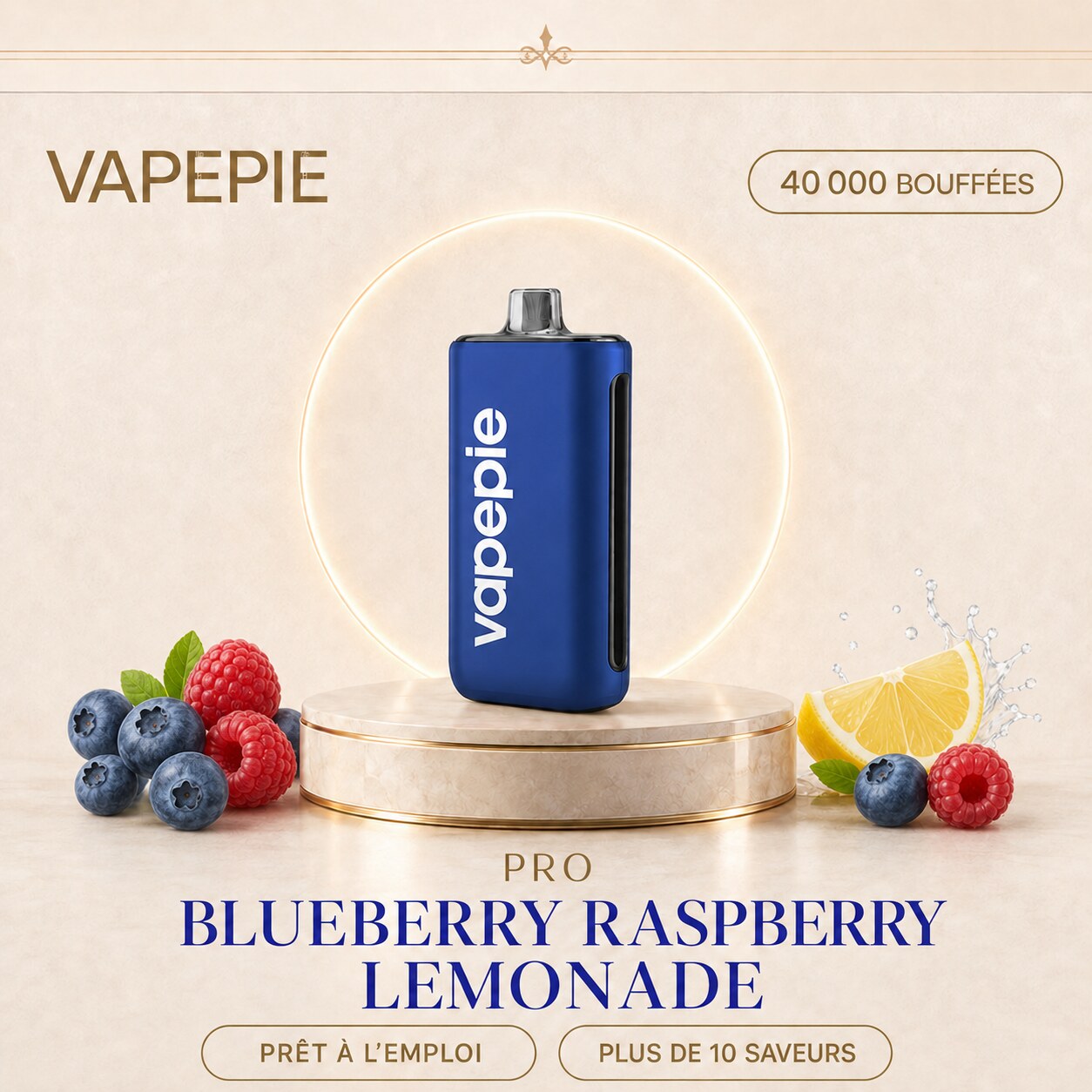 VAPEPIE Pro 40 000 bouffées – Cigarette électronique jetable rechargeable, disponible en plusieurs saveurs