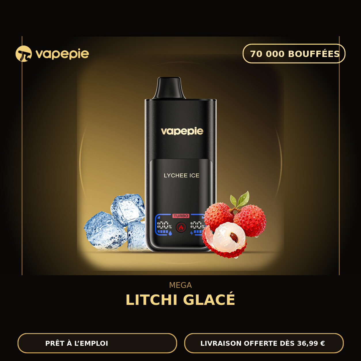 👍VAPEPIE Mega 70 000 bouffées | Plusieurs saveurs