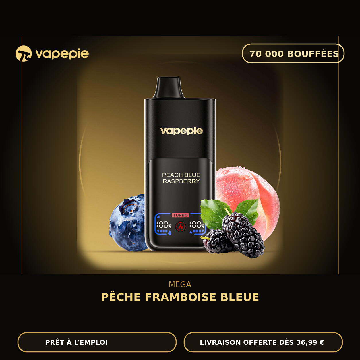 👍VAPEPIE Mega 70 000 bouffées | Plusieurs saveurs