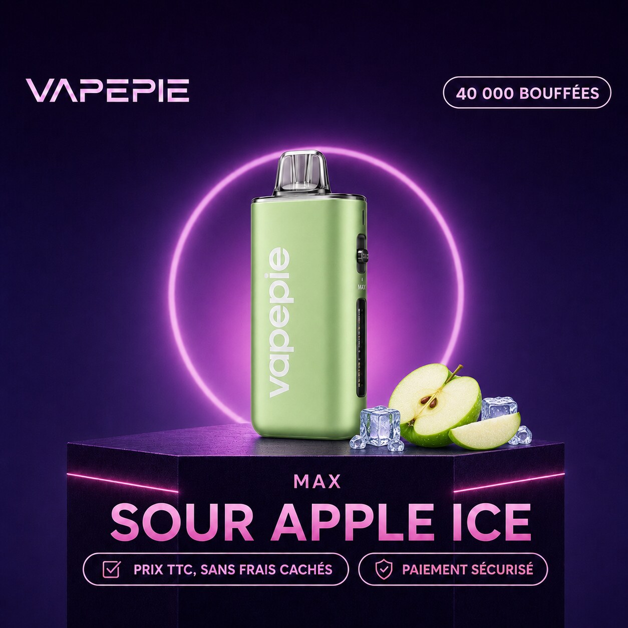 Pomme Acidulée Glacée | MAX | 40 000 bouffées