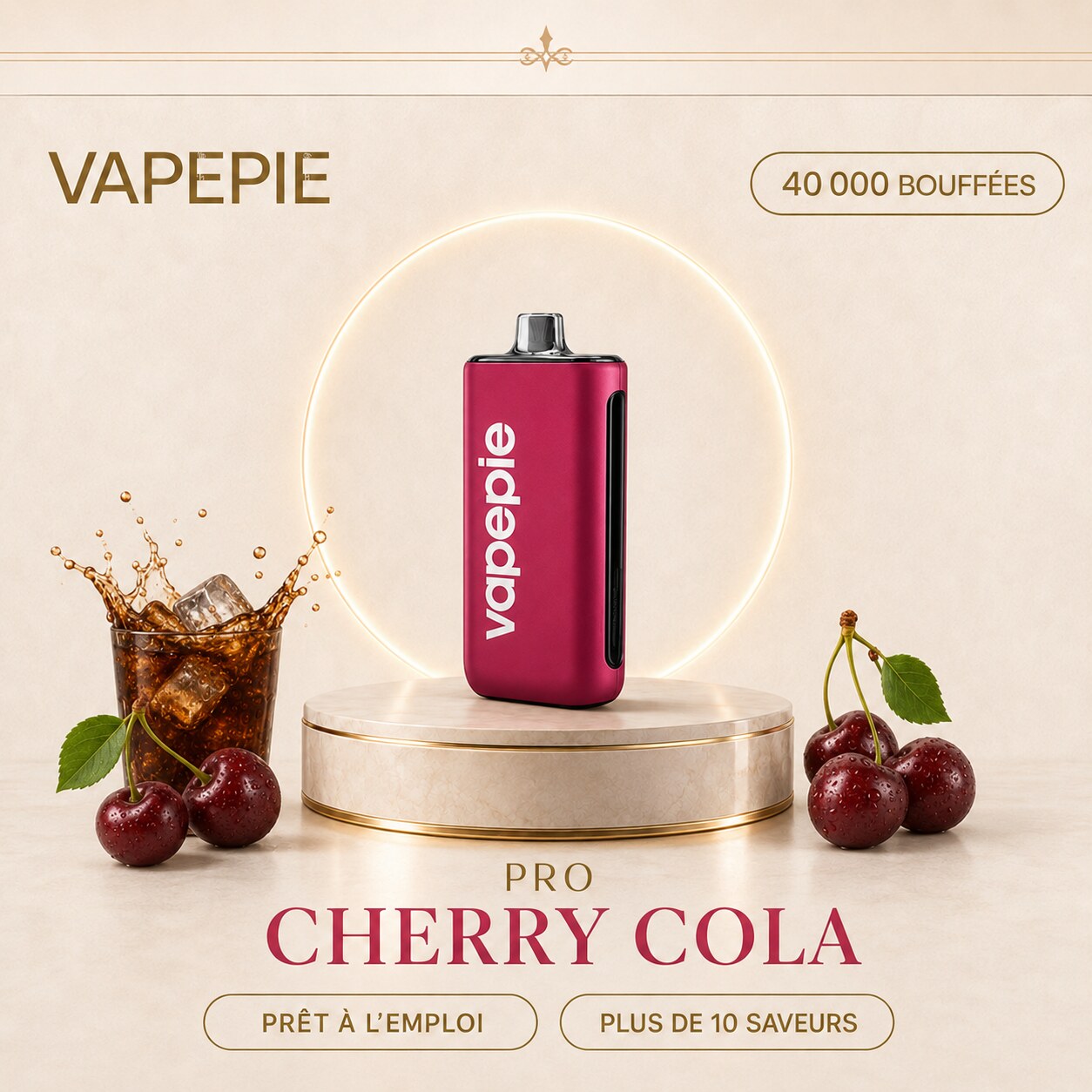VAPEPIE Pro 40 000 bouffées – Cigarette électronique jetable rechargeable, disponible en plusieurs saveurs