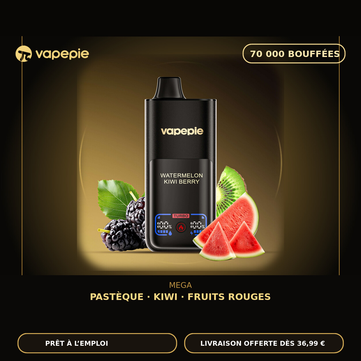 👍VAPEPIE Mega 70 000 bouffées | Plusieurs saveurs