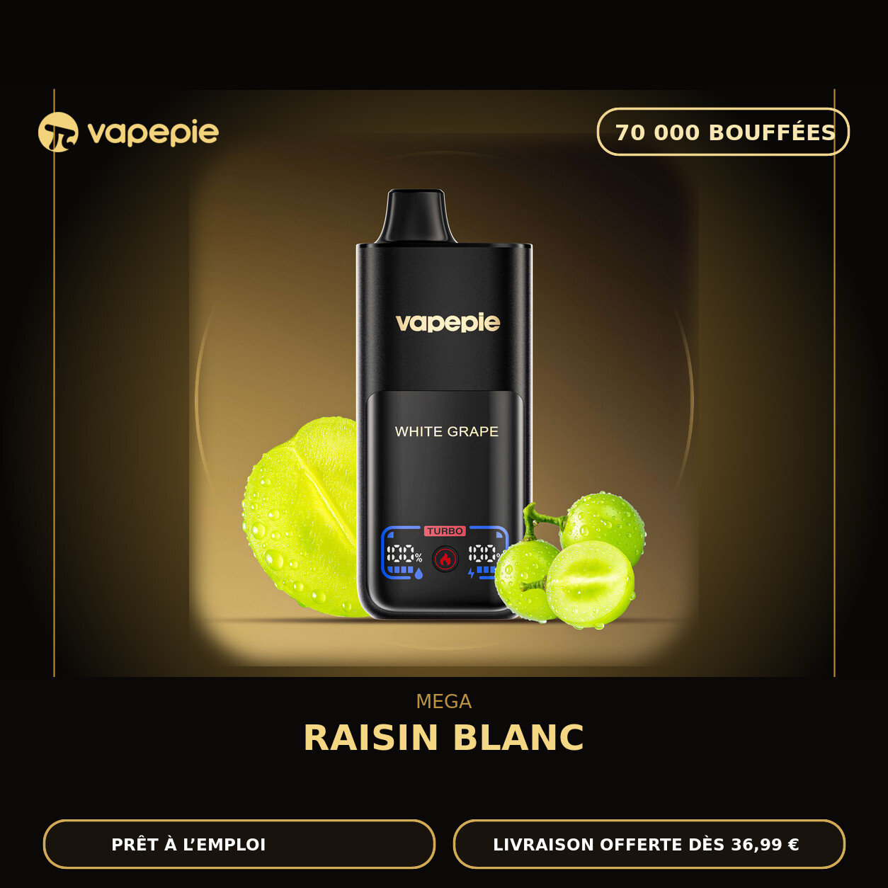 👍VAPEPIE Mega 70 000 bouffées | Plusieurs saveurs