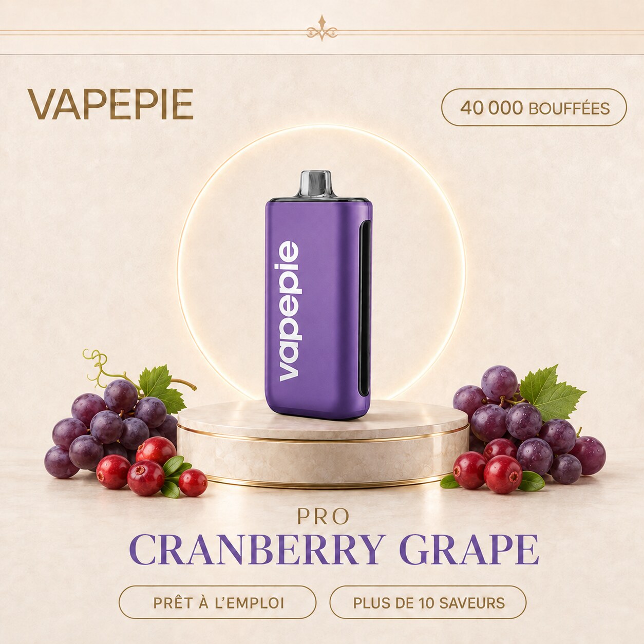 VAPEPIE Pro 40 000 bouffées – Cigarette électronique jetable rechargeable, disponible en plusieurs saveurs