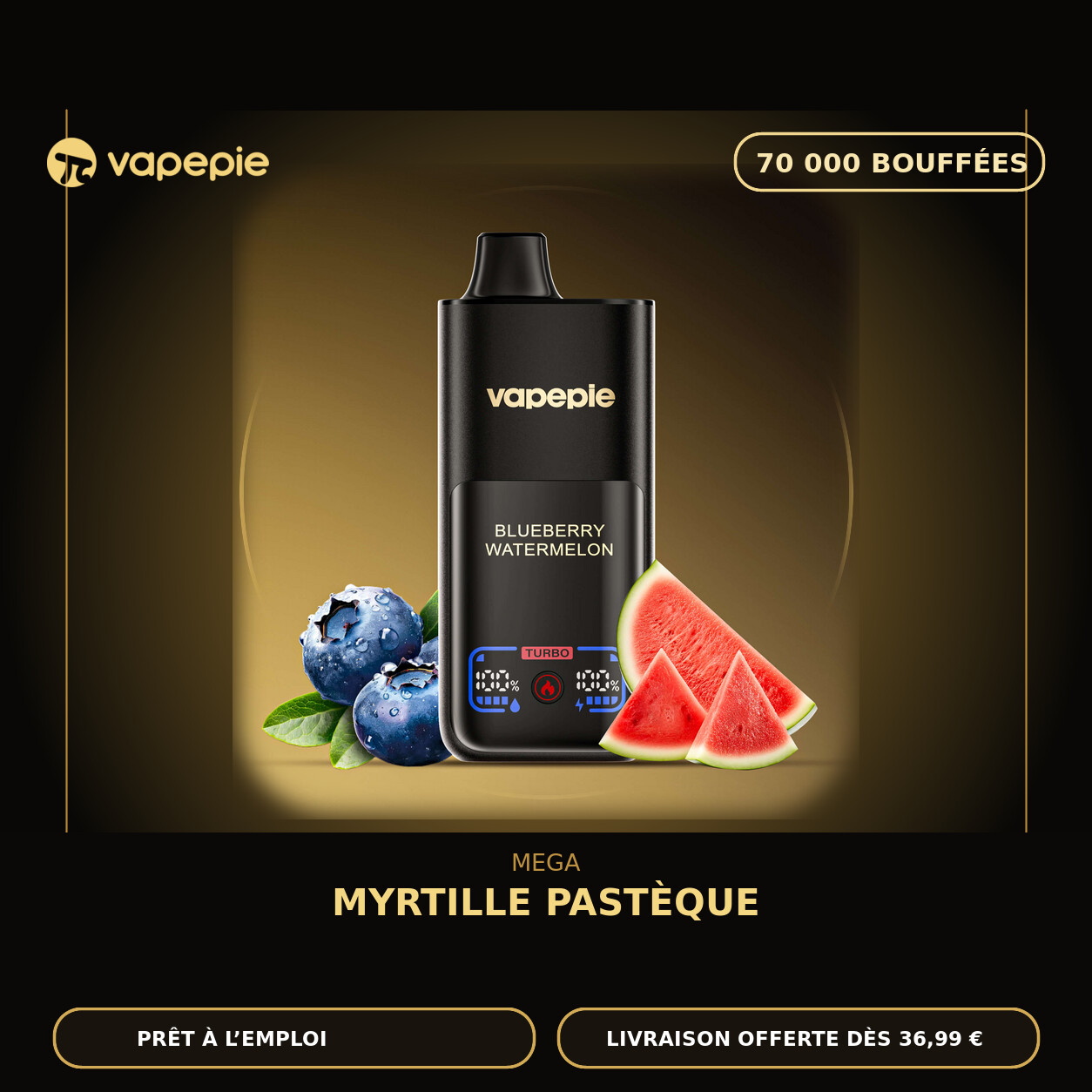 👍VAPEPIE Mega 70 000 bouffées | Plusieurs saveurs
