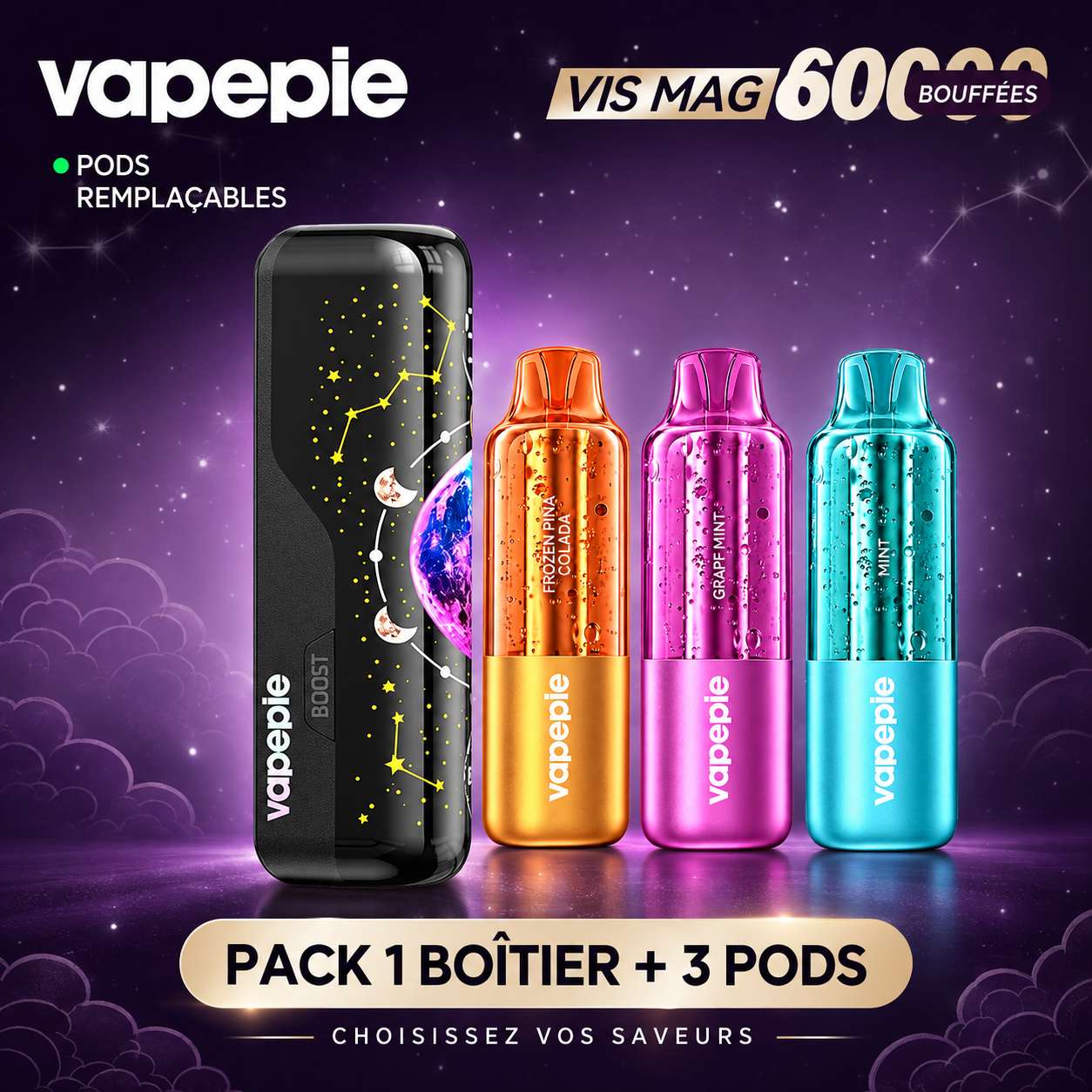 PACK VISION MAGNÉTIQUE 60K — 1 BOÎTIER + 3 PODS