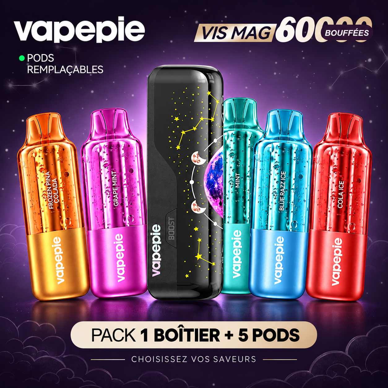 PACK VISION MAGNÉTIQUE 60K — 1 BOÎTIER + 3 PODS