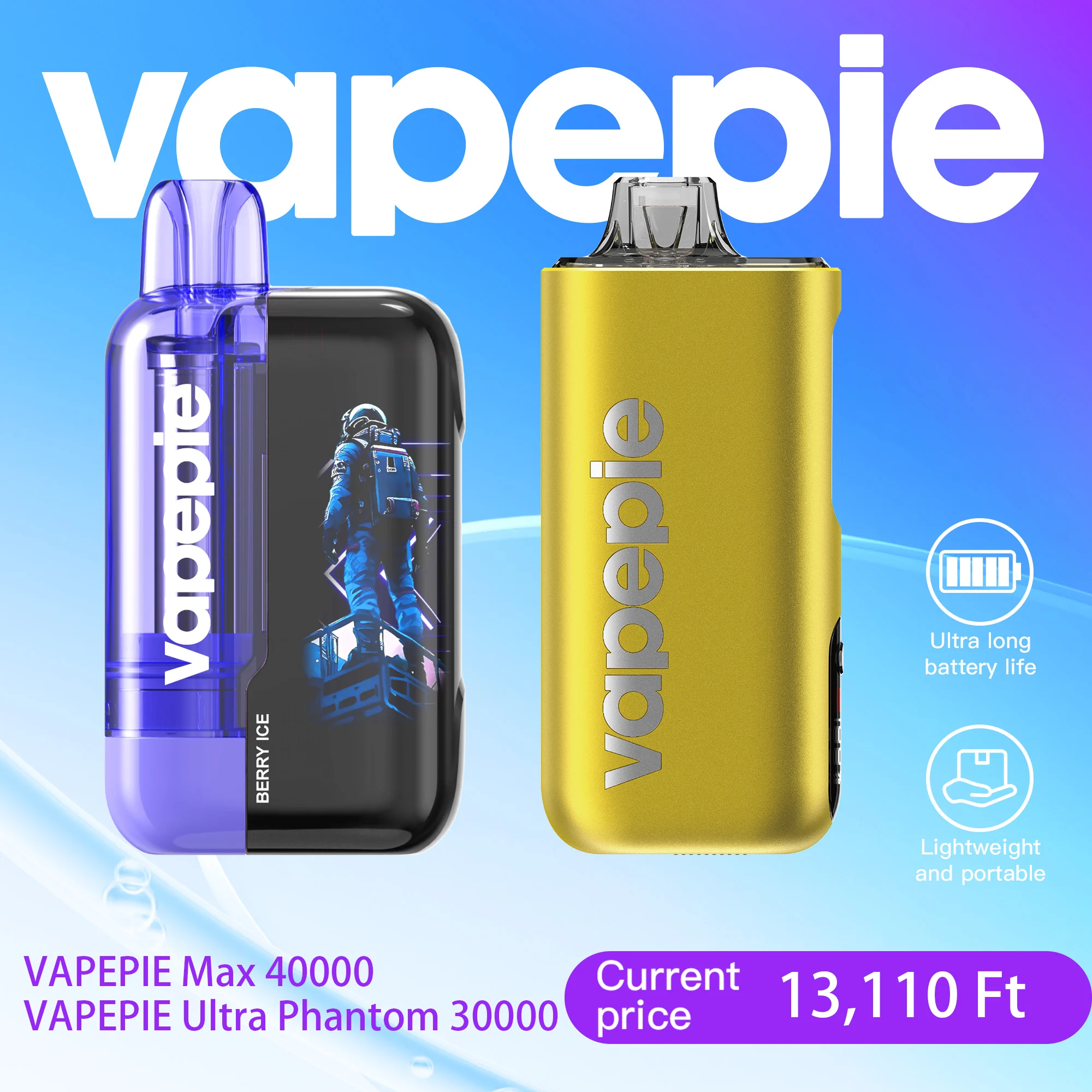 🏆VAPEPIE Max 40000 + VAPEPIE Ultra Phantom 30000–Felső kombinált csomag
