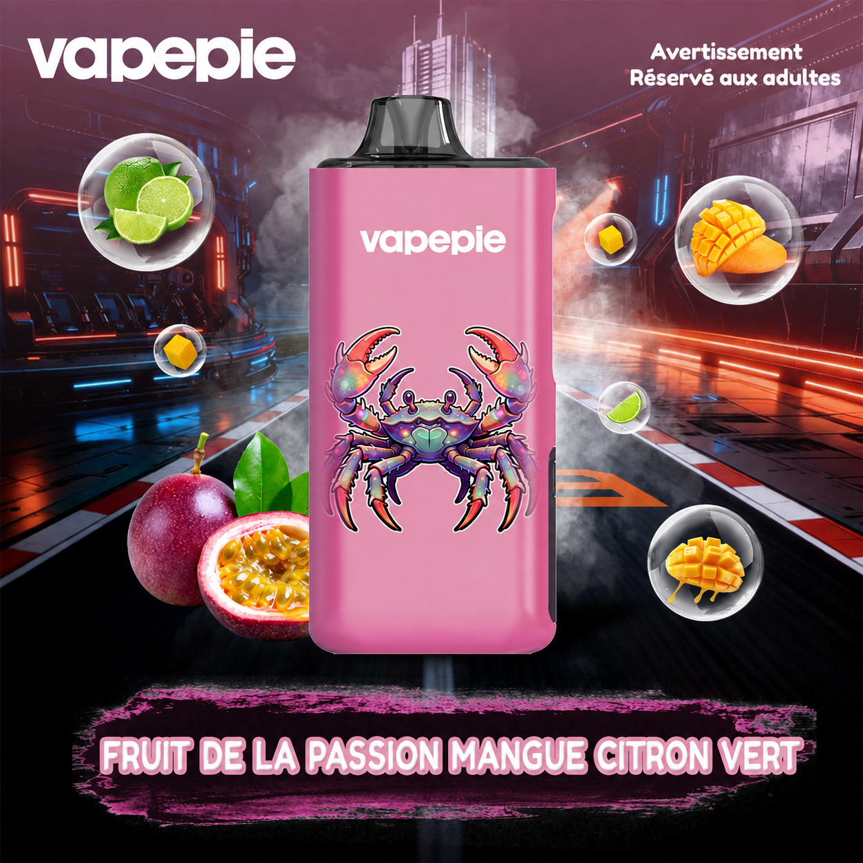 Passion–Mangue–Citron Vert | PRO | Cigarette électronique jetable rechargeable – 40 000 bouffées