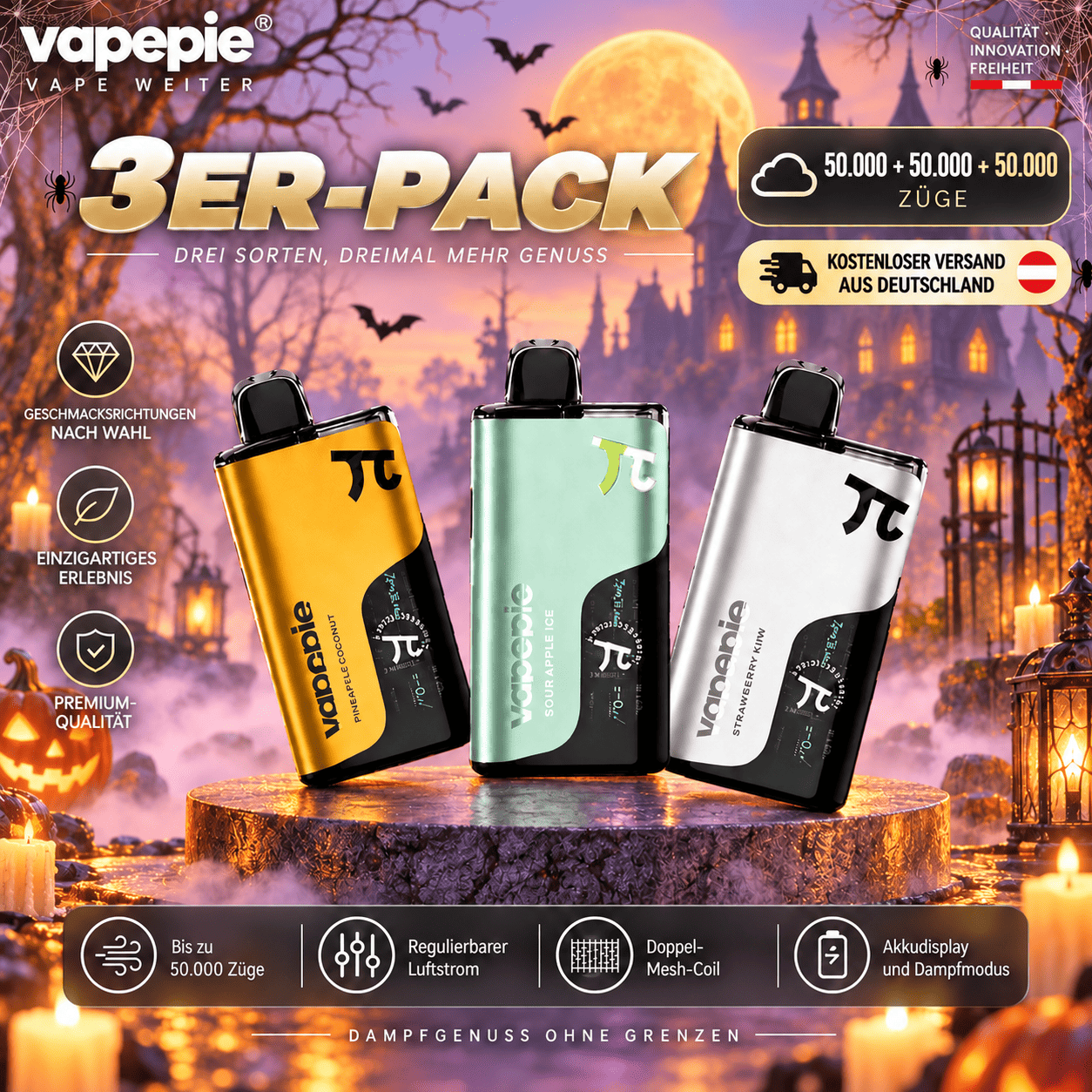 Vapepie Value Pack – 50,000 Puffs per Device | Rechargeable Disposable E-Cigarette – Available in a Range of Flavours