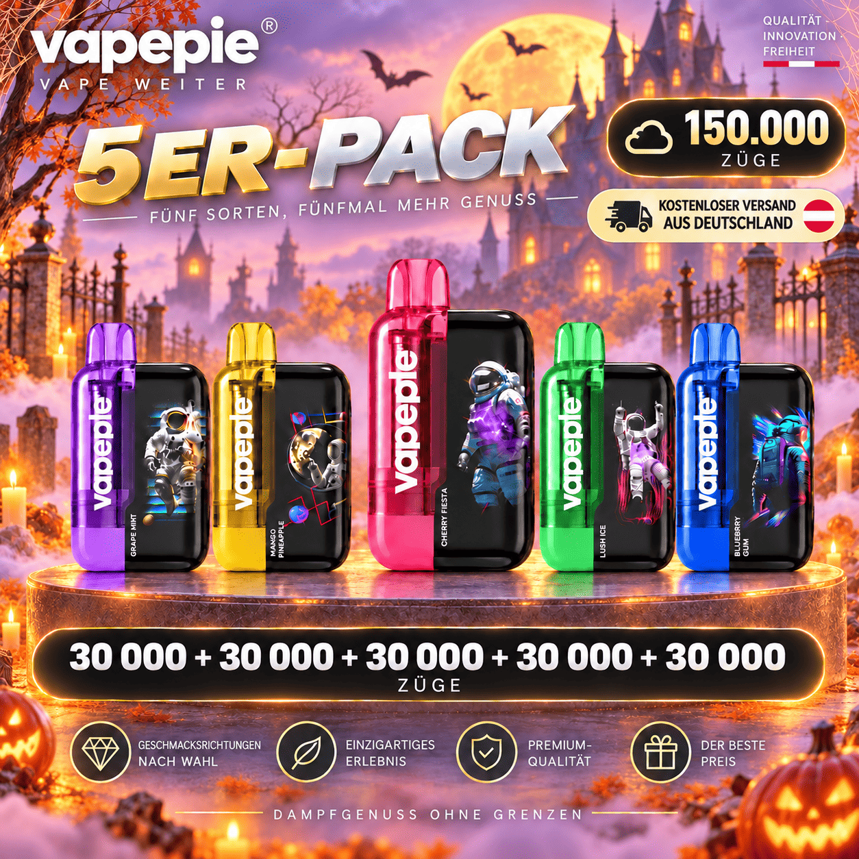 [Value 5-Pack – 30,000 Puffs per Device] Vapepie Ultra Phantom – Up to 150,000 Puffs in Total | Fast Dispatch from Our Sydney Warehouse