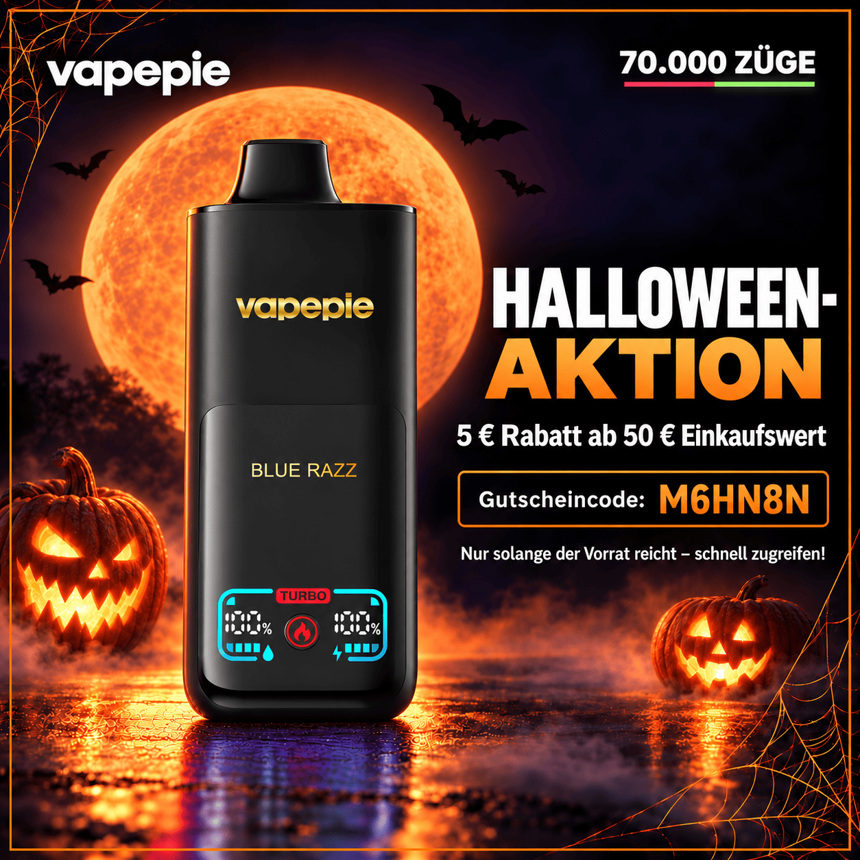 Vapepie Mega 70,000 Puffs – Rechargeable E-Cigarette, Available and Easy to Store
