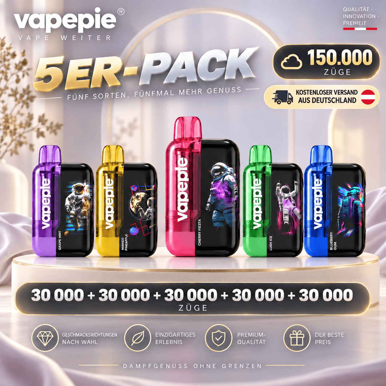 [Value 5-Pack – 30,000 Puffs per Device] Vapepie Ultra Phantom – Up to 150,000 Puffs in Total | Fast Dispatch from Our Sydney Warehouse