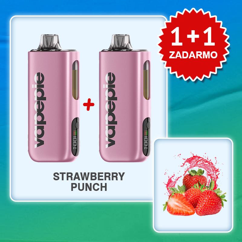 💥 Akcia 1+1 ZADARMO!🔥 Jahodový Punch & VAPEPIE Max 40000 PUFFS