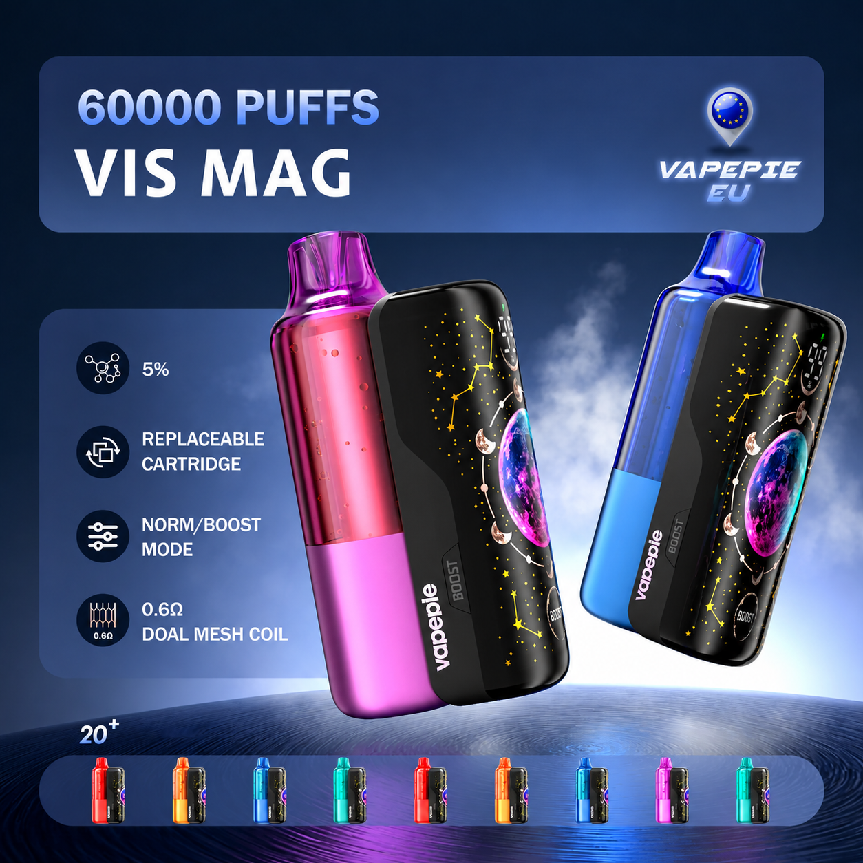 Neues Vapepie VIS MAG mit austauschbarem Pod – 60.000 Züge (3 % Nikotin)