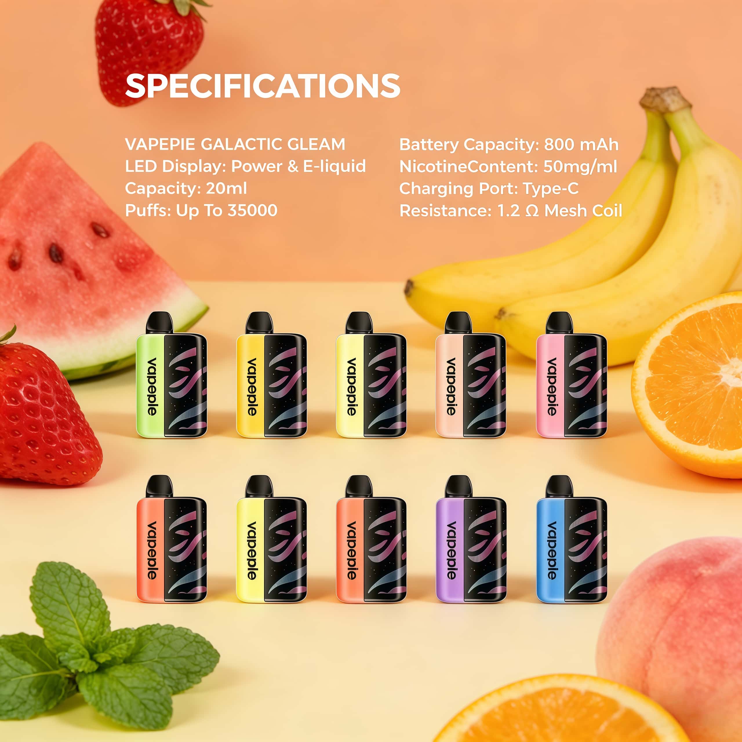 VapePie Galactic Gleam 35000 PUFFS Rechargeable Disposable Vape - A variety of flavors available