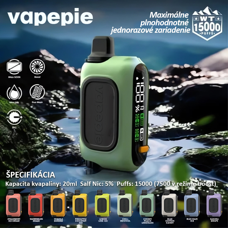 💥Akcia 1+1 ZADARMO!🔥Vapepie RO 15000 Potiahnutí (slukov)  - 10 príchutí
