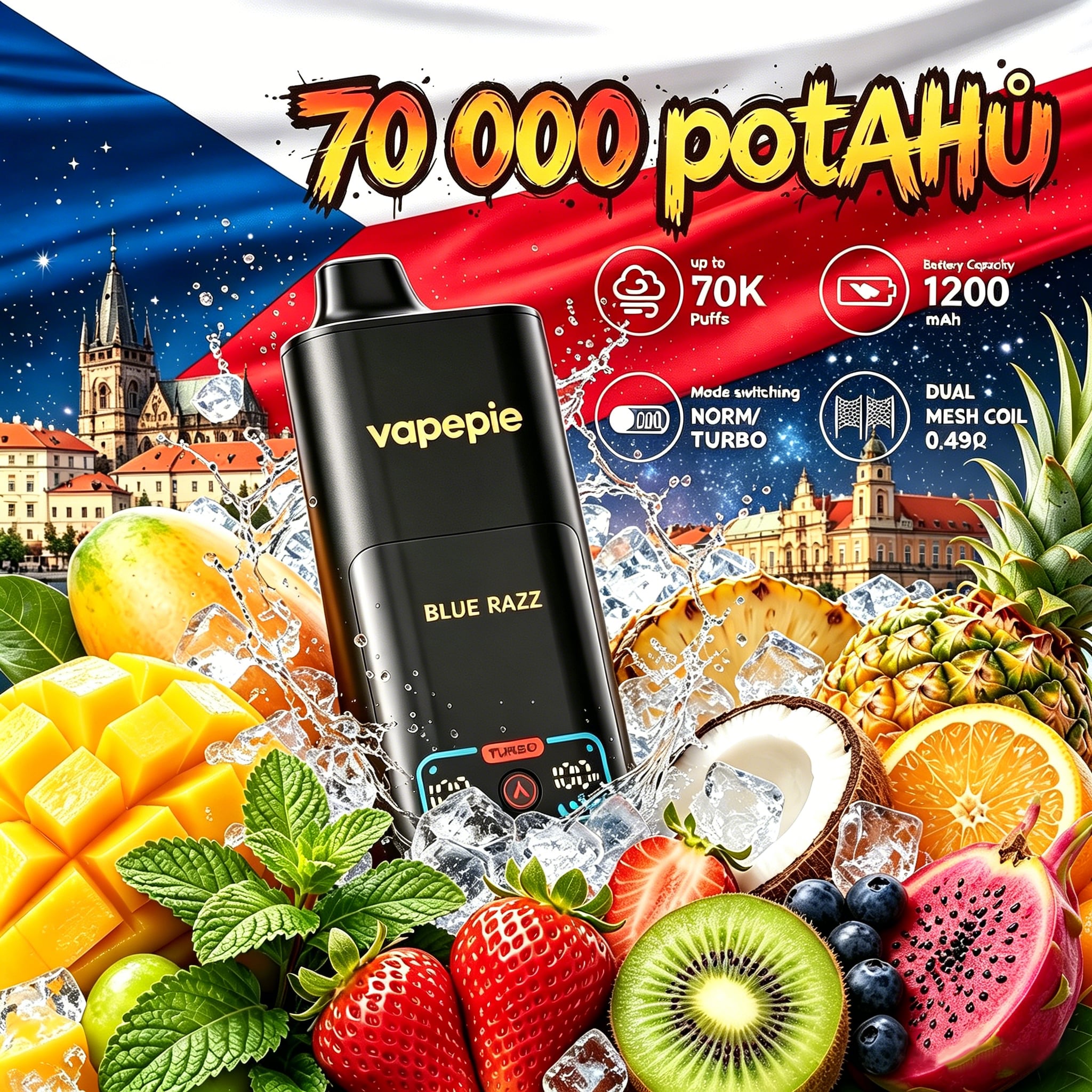 VAPEPIE Mega 70000 PUFFS-óriási gőz és hosszan tartó teljesítmény