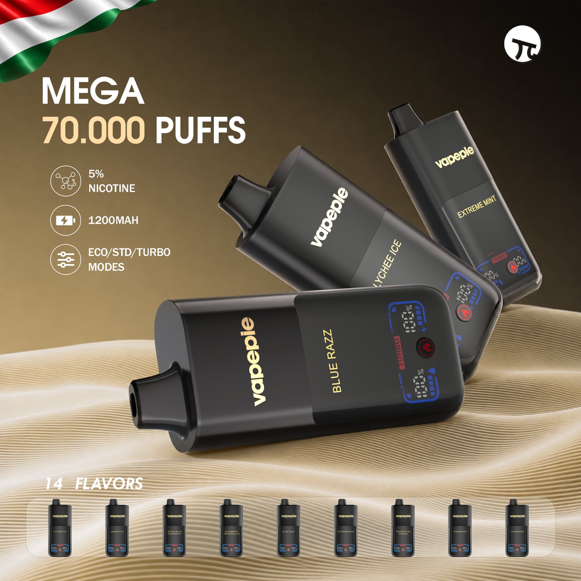 VAPEPIE Mega 70000 PUFFS-óriási gőz és hosszan tartó teljesítmény