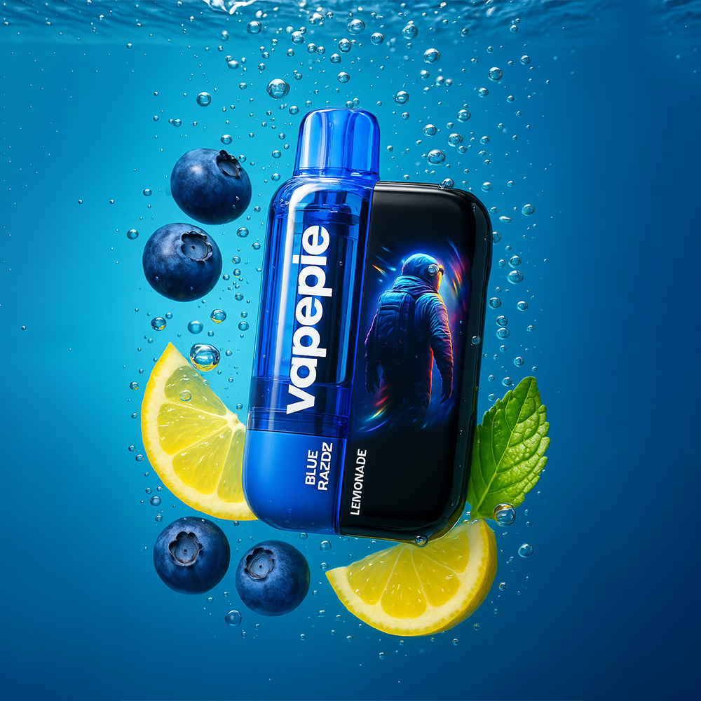 Kék málnás limonádé🔥Vapepie Ultra Phantom 30000 Szívás - Tick Tock Limitált LED Éjfény-Edition