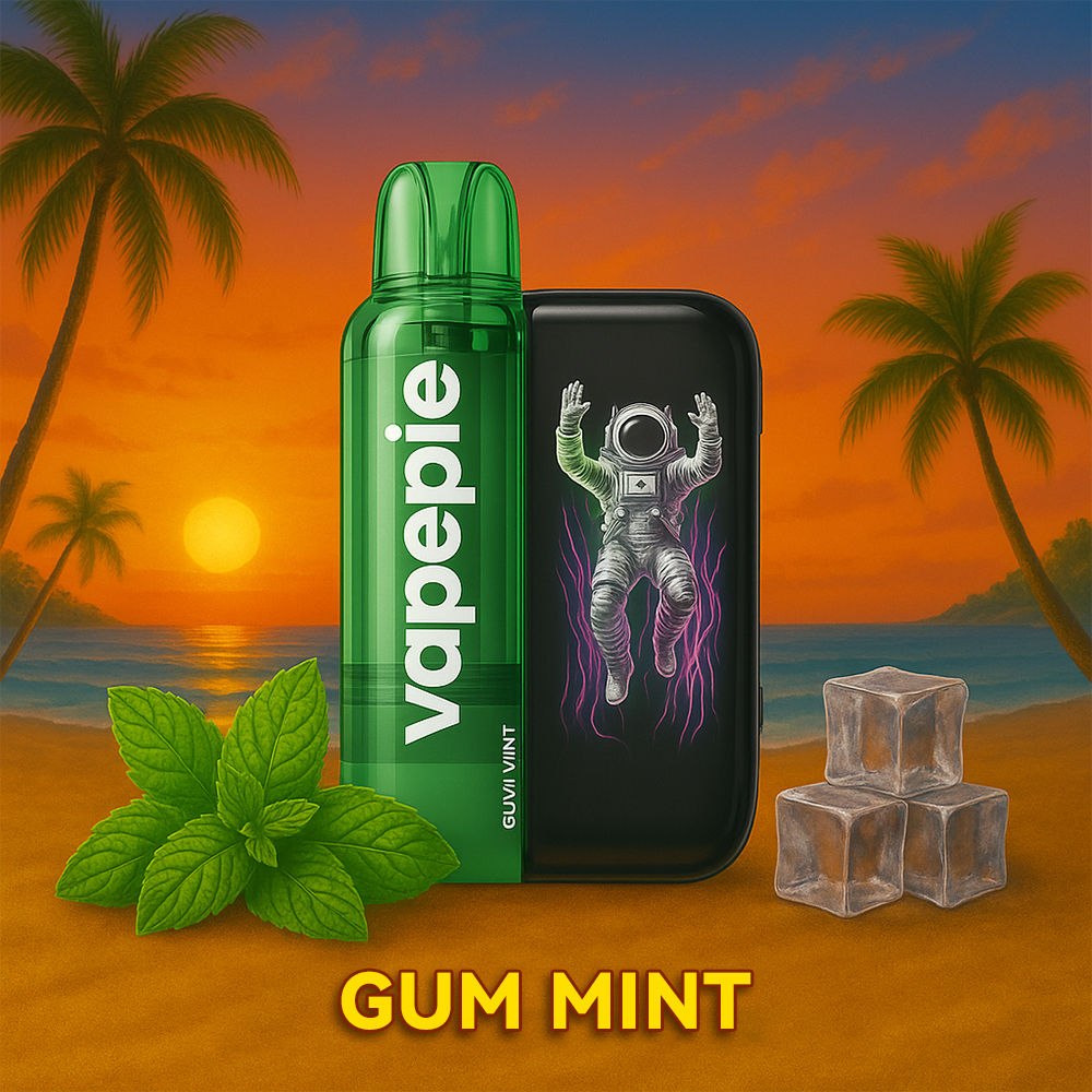 Rágógumi menta🔥Vapepie Ultra Phantom 30000 Szívás - Tick Tock Limitált LED Éjfény-Edition