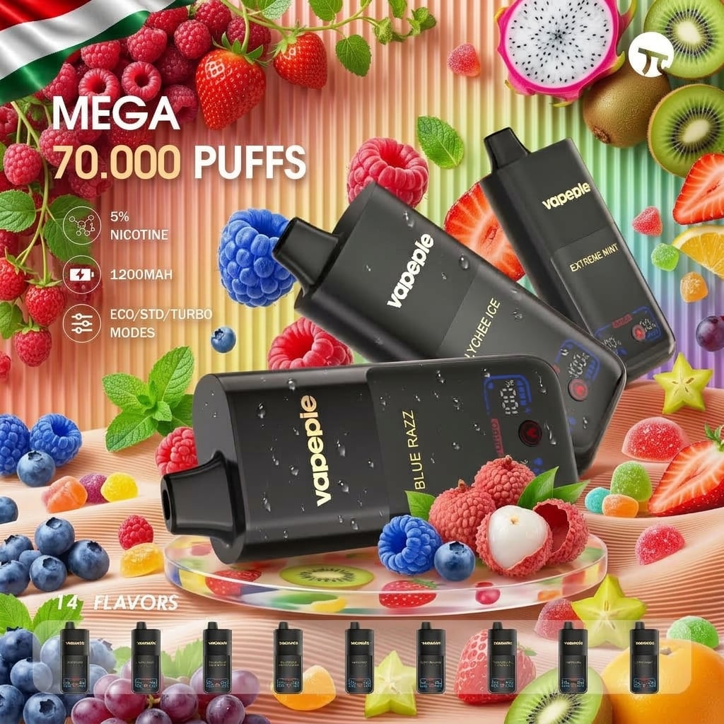 ⚡Tagok különleges ajánlat⚡VAPEPIE Mega 70000 PUFFS-óriási gőz és hosszan tartó teljesítmény