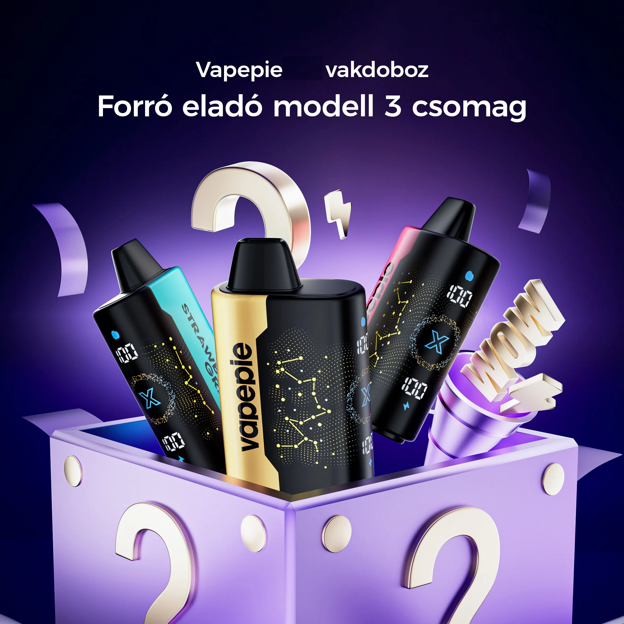 Meglepetésdoboz✨VAPEPIE 25000 PUFFS - Ívelt Star Sky képernyő (🌌 Mai különleges ajánlat)