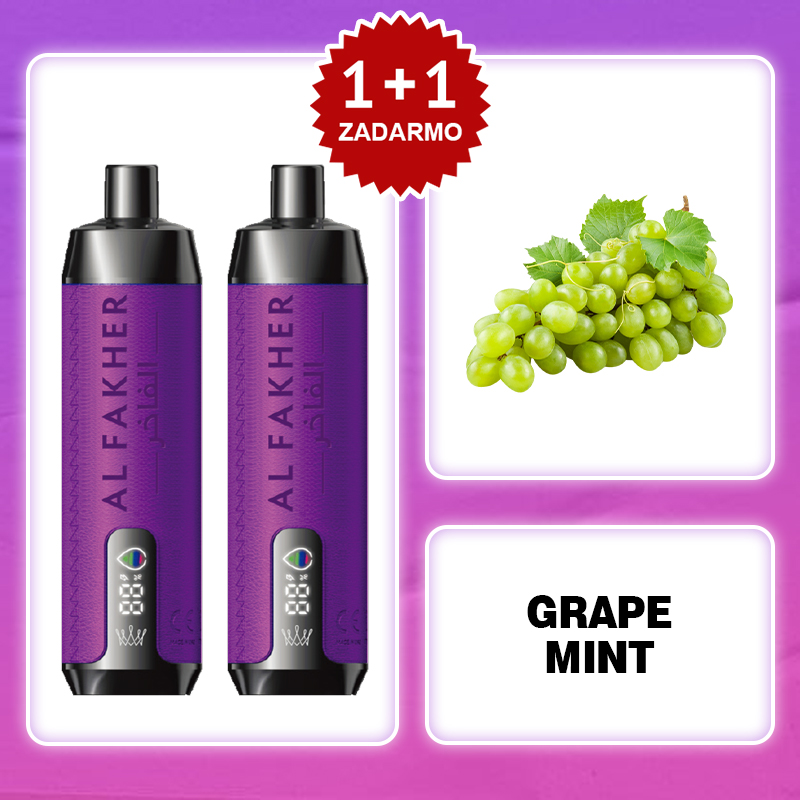 GRAPE MINT🔥 AL FAKHER 15000 Puff – S integrovanými efektmi hookah! Zažite skutočný zážitok ako z tradičnej hookah!