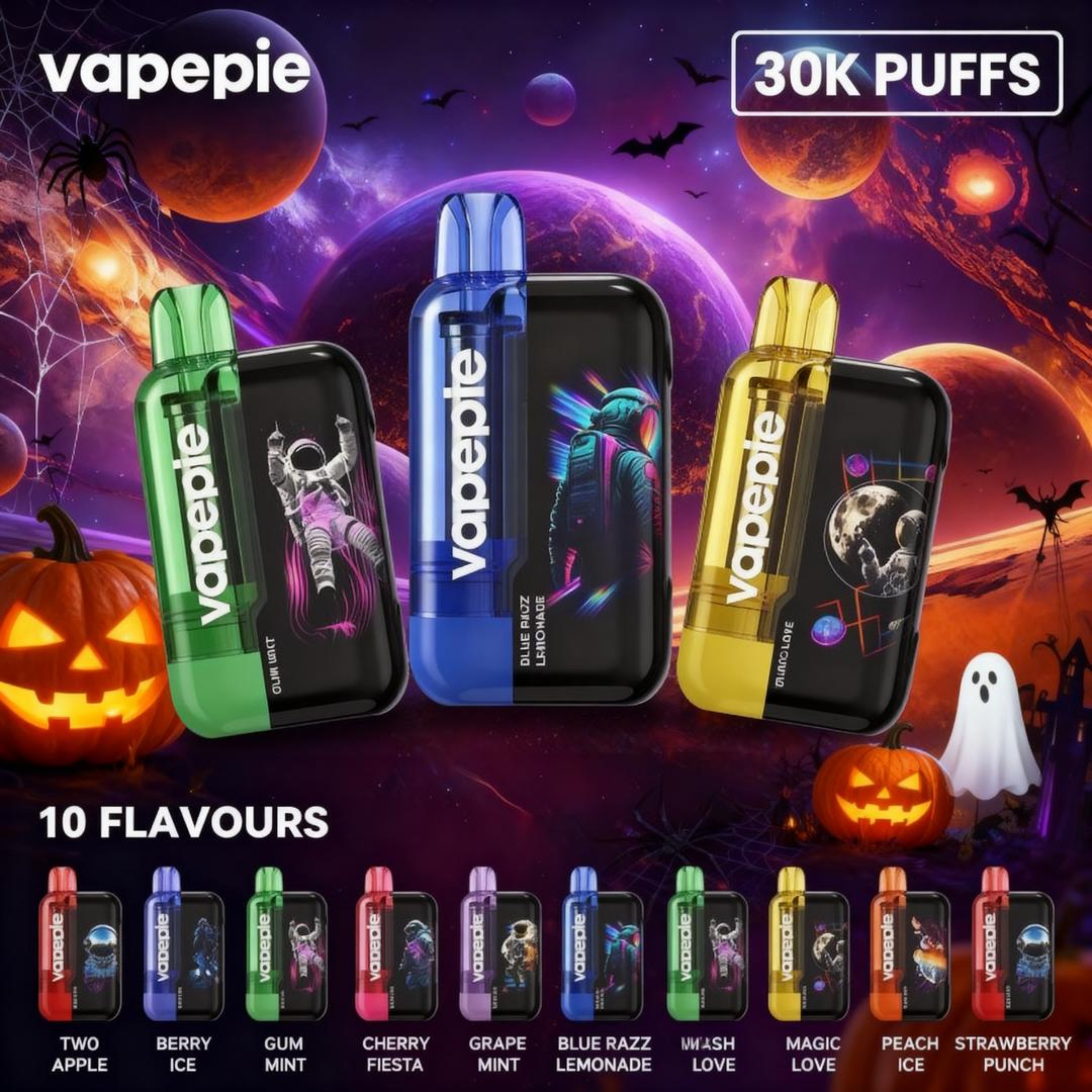 💀 Halloweeni akció!🔥Vapepie Ultra Phantom 30000 Szívás - Tick Tock Limitált LED Éjfény-Edition