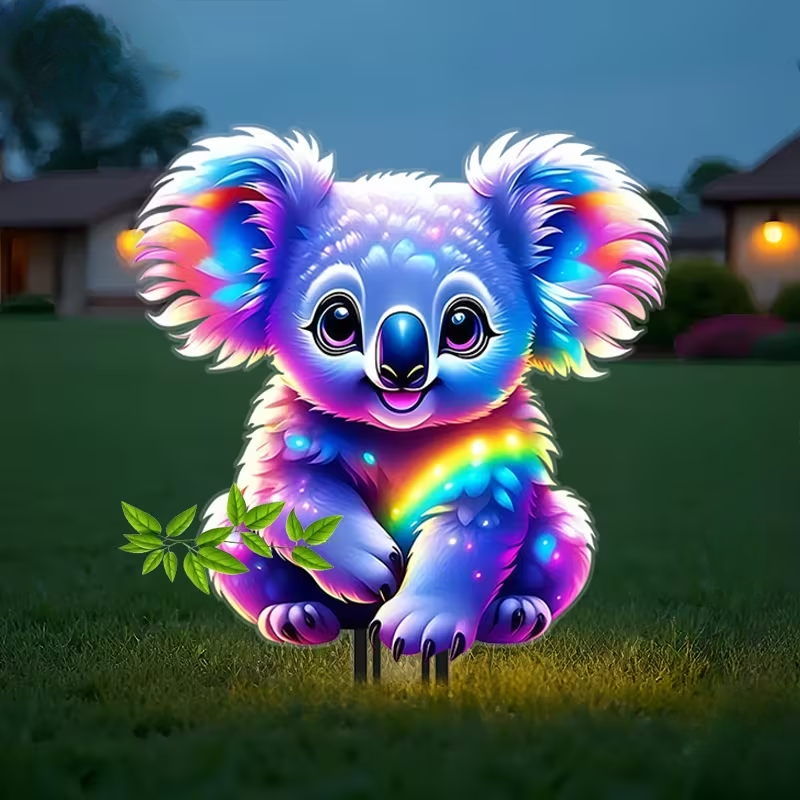 🌈🐨 Rainbow Koala Garden Stake Decoration
