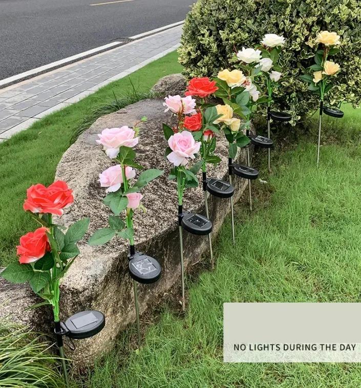 LAST DAY 50% OFF - SPRING ARTIFICIAL ROSE SOLAR GARDEN STAKE LIGHTS