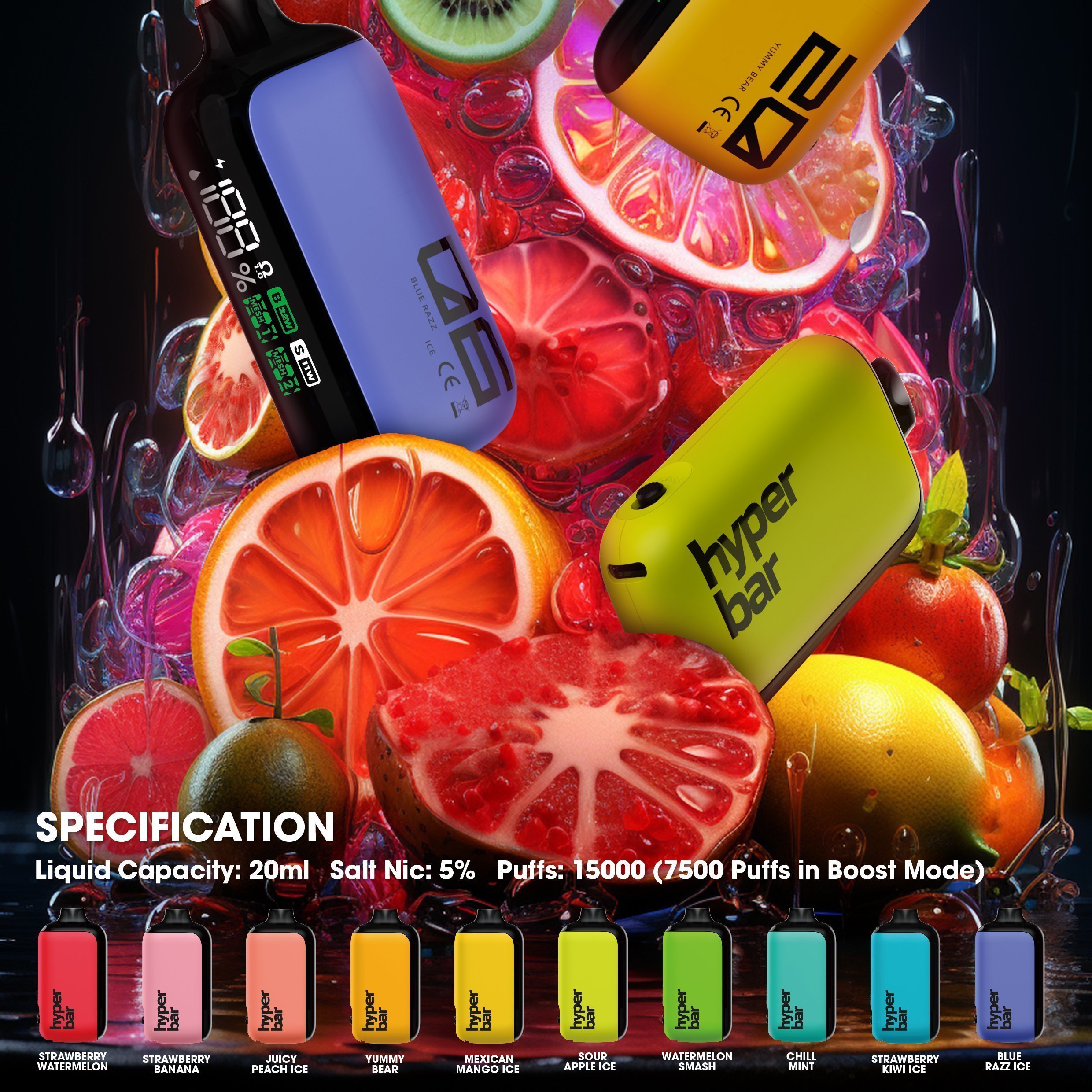 Hyperbar PX 15000 PUFFS - Silný a osvěžující BOOST režim