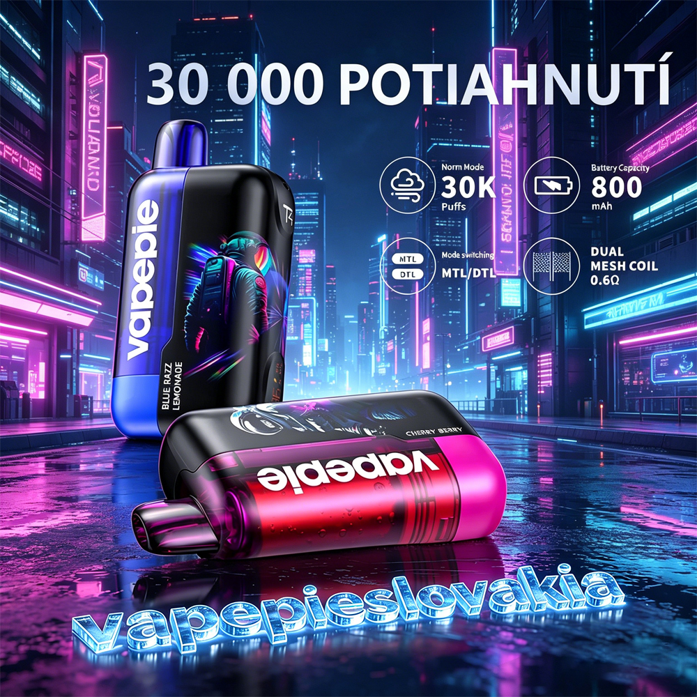 💥Akcia 1+1 ZADARMO!🧑‍🚀✨VAPEPIE Ultra Phantom 30000 Puffs – Tick Tock Limitovaná LED Nočná Edícia