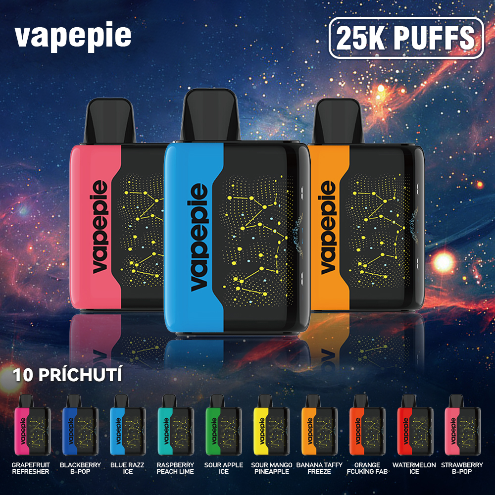 💥Akcia 1+1 ZADARMO!✨VAPEPIE 25000 Potiahnutí (slukov) - Zakrivená obrazovka hviezdnej oblohy