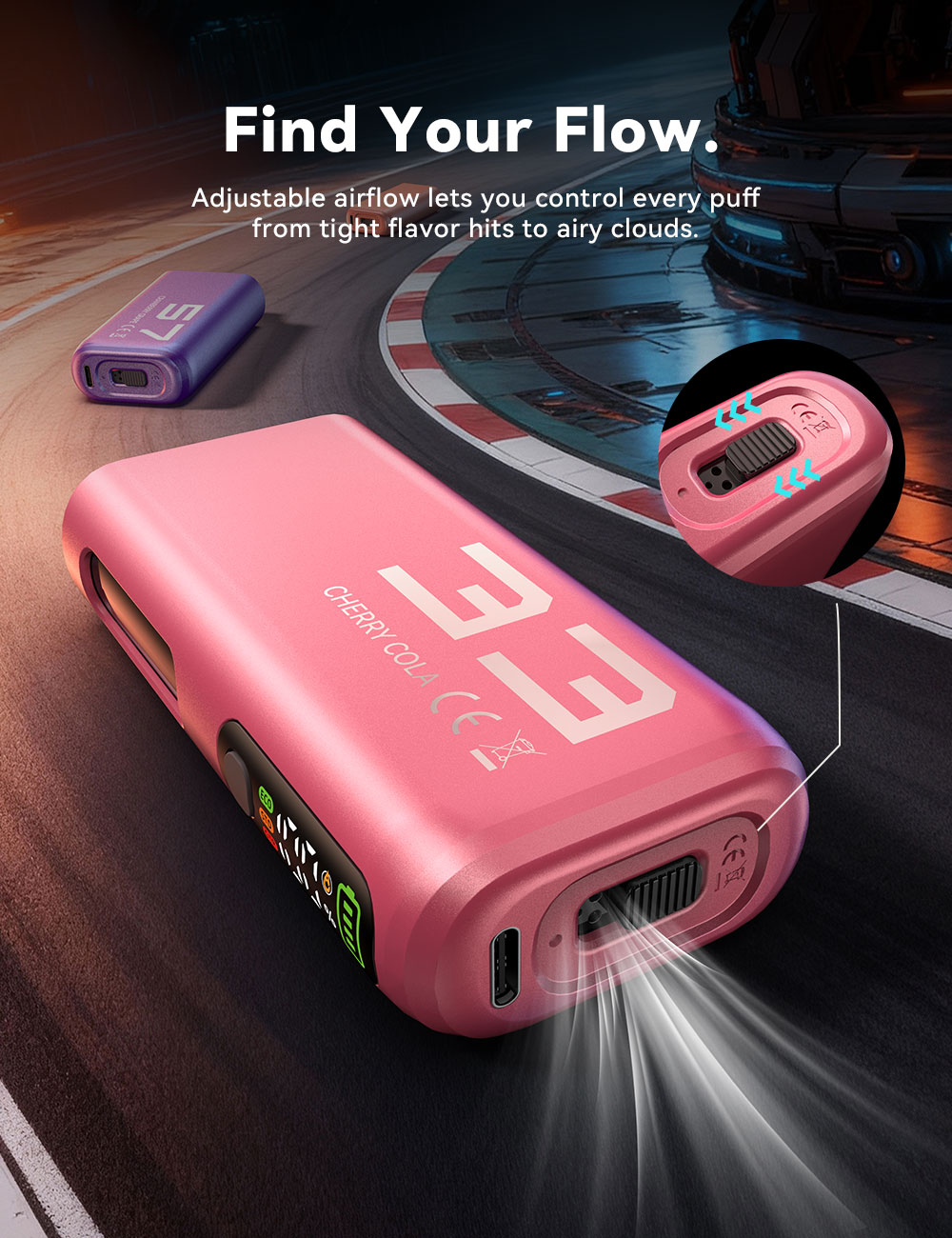 VAPEPIE PRO nastaviteln&yacute; průtok vzduchu &ndash; těsn&yacute; intenzivn&iacute; nebo otevřen&yacute; vzdu&scaron;n&yacute; m&oacute;d