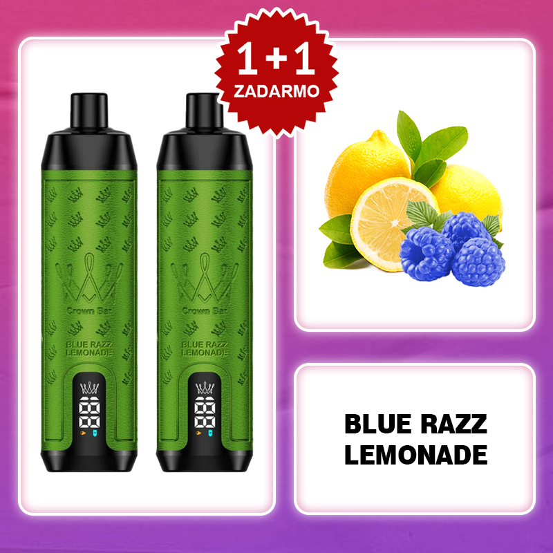 💥Akcia 1+1 ZADARMO!🔥AL FAKHER 12000 PUFFS Crown Bar - MODRÝ RAZZ LEMONÁDA