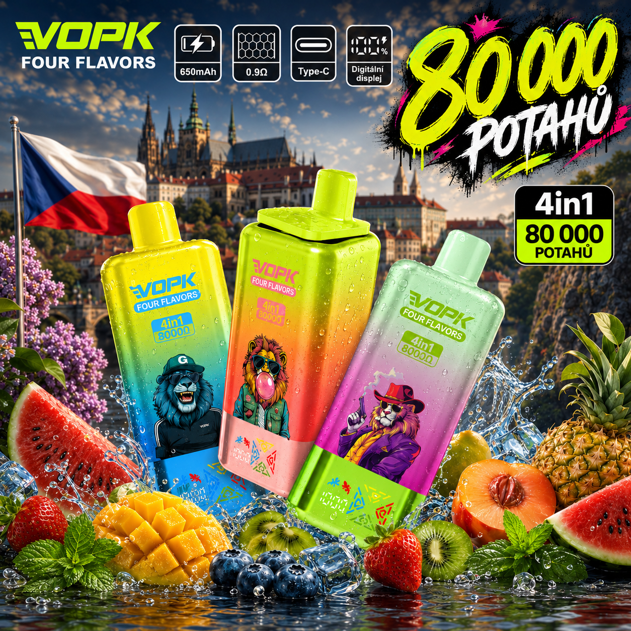🔥🔥Nejsilnější upgrade! VOPK 80 000 potahů – 4 příchutě v jednom zařízení | Nejlepší poměr cena/výkon