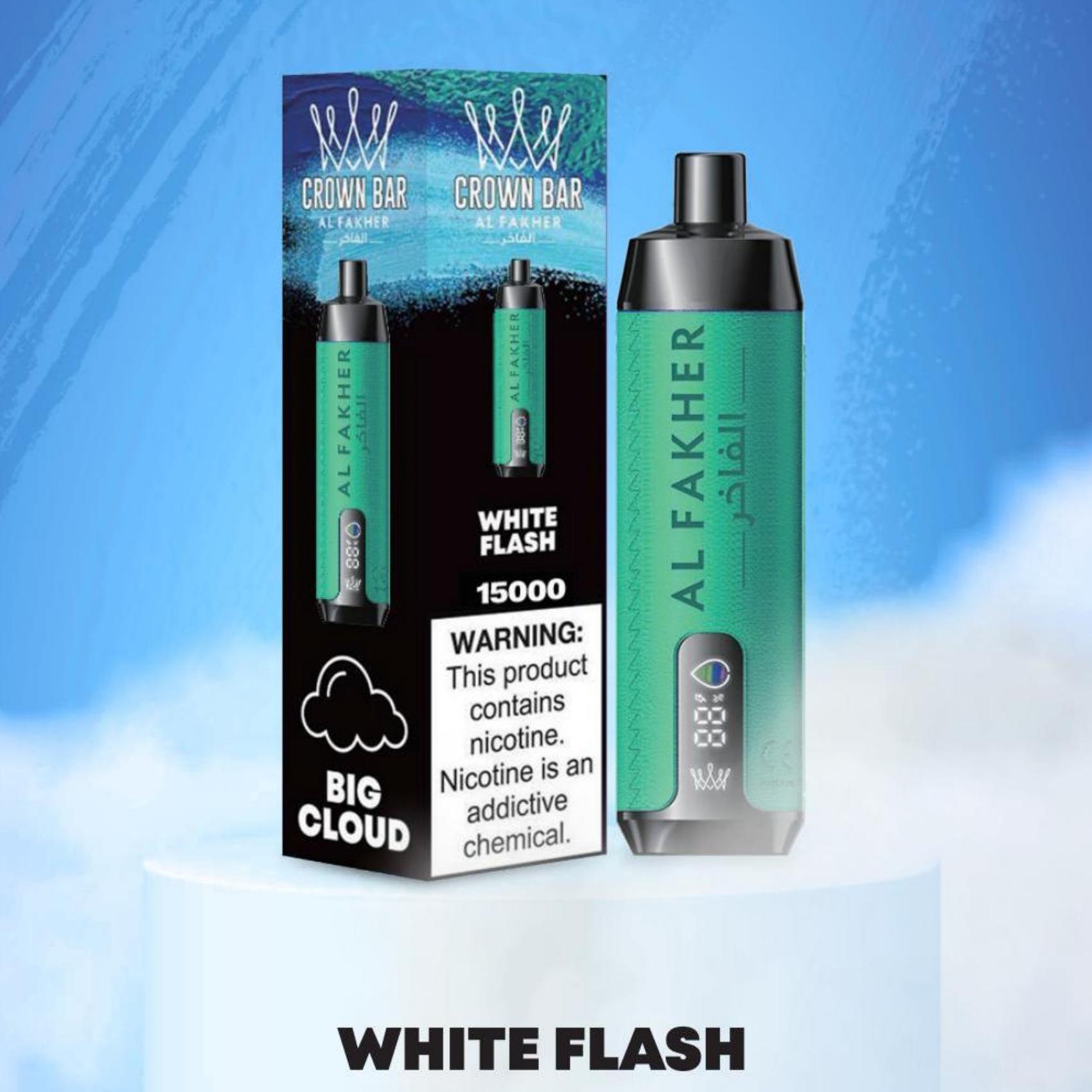 WHITE FLASH🔥 AL FAKHER 15000 Puff – S integrovanými efektmi hookah! Zažite skutočný zážitok ako z tradičnej hookah!