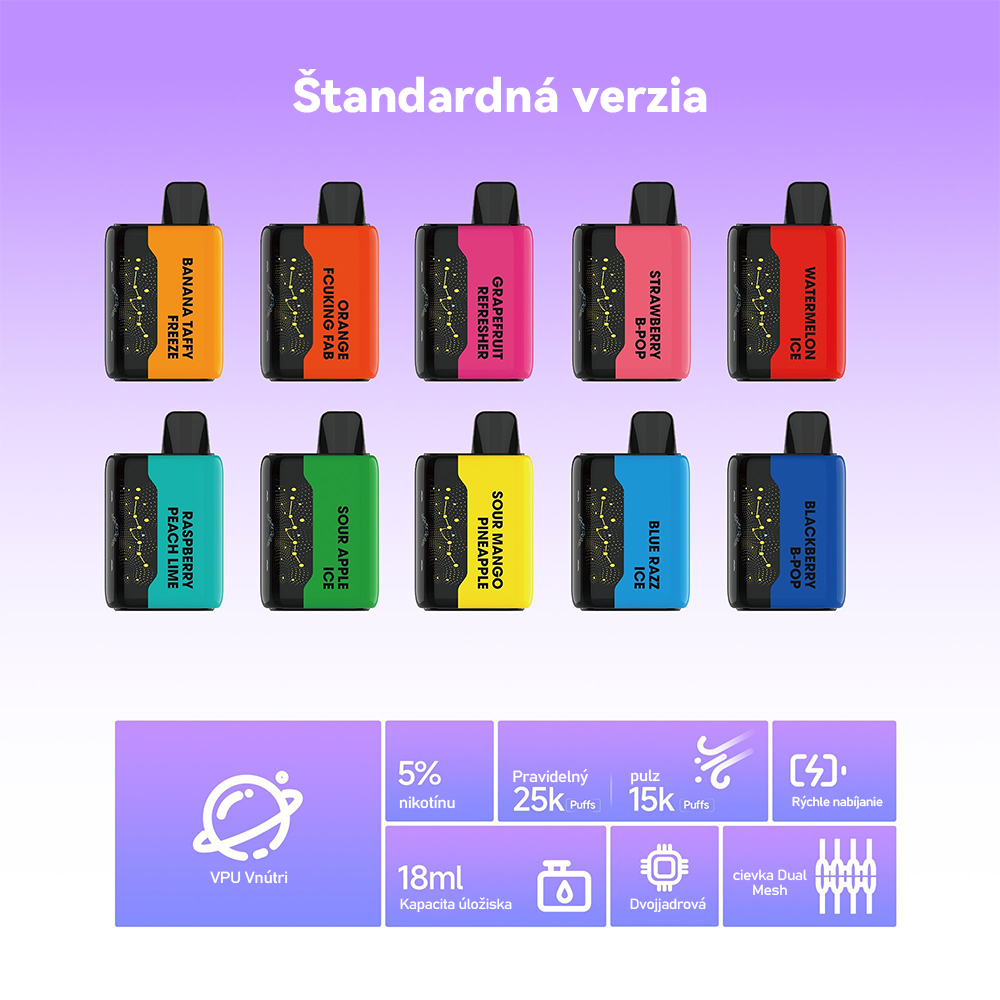 💥Akcia 1+1 ZADARMO!✨VAPEPIE 25000 Potiahnutí (slukov) - Zakrivená obrazovka hviezdnej oblohy