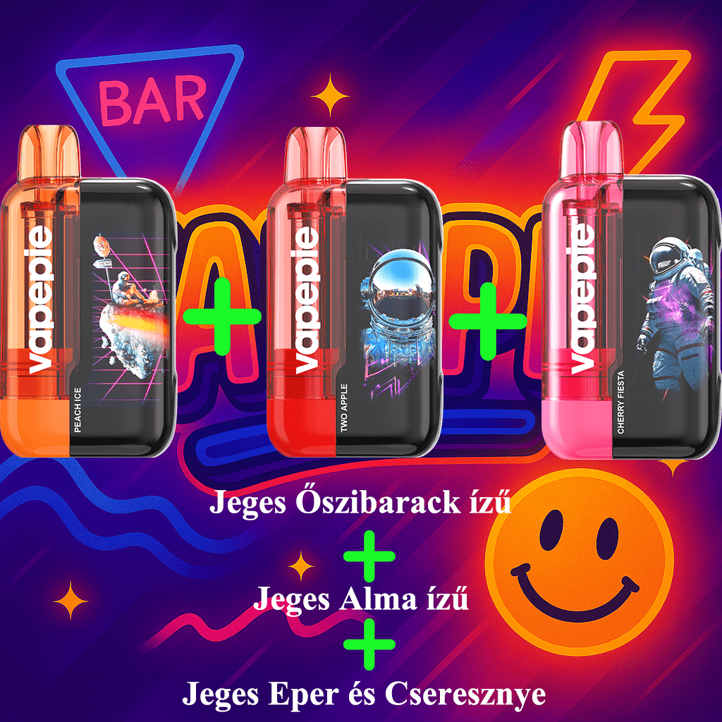 1+1+1 darabos akciós csomag（30K Jeges Őszibarack ízű + 30K Jeges Alma ízű + 30K Jeges Eper és Cseresznye）